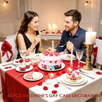 65PCS Valentine's Day Edible Cupcake Toppers & Cake Decorations Romantic Wafer Paper Assortment with Hearts, Cupid Flowers for Anniversary & Wedding Party Desserts