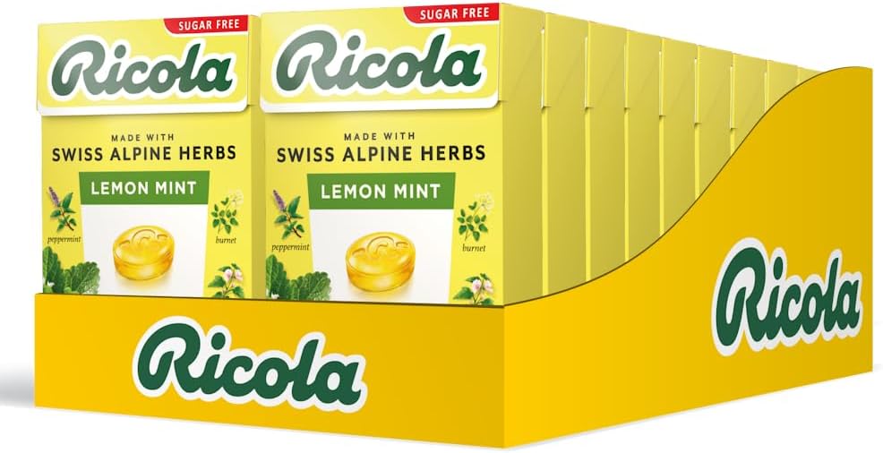 Ricola Lemon Mint Sugar Free Swiss Herbal Sweets, Herb Drops, 900 g - Pack of 20