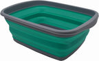 SAMMART 10L (2.6 Gallons) Collapsible Tub - Foldable Dish Tub - Portable Washing Basin - Space Saving Plastic Washtub (Dark Grey/Bluish-Green, 1)