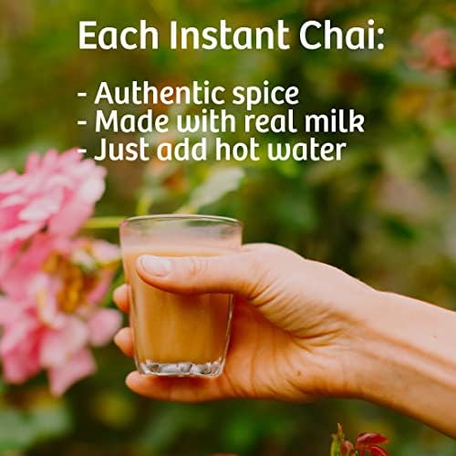 Tea India Chai Moments Cardamom Chai Tea Instant Latte Mix Flavorful Blend Of Premium Black Tea, Cardamom & Natural Ingredients Traditional Indian Tea Individually wrapped 10 Sachets