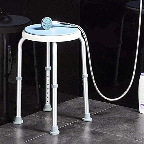 Lightweight Bath Stool,Height Adjustable Shower Stools with Swivel Seat,Tool-Free Assembly Bathroom Aid for Elderly/Disabled,33x33x55cm