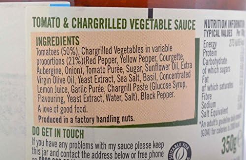 Loyd Grossman Tomato & Chargrilled Vegetable Sauce 350g