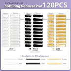 Silicone Smart Ring Size Adjuster for Loose Rings, 120Pcs Invisible Ring Tightener Spacers Inserts, 3 Colors Gold Black Clear, 2 Thickness Ring Reducer, Fits 1-10MM Band, Skin-Friendly Waterproof