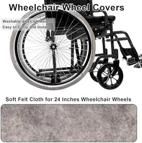 Wheelchair Tyre Covers for Wheelchair Tires 24’’ Non-Slip Wheelchair Wheel Covers to Protect Floors Carpets, Wear-Resistant Wheelchair Accessories for Keeping Floor Clean (2 PCS)