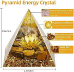 Hopeseed Orgone Pyramid Flower of Life Orgonite Money Healing Crystals Pyramid for Positive Energy with Tiger's Eye Stones and Luck White Crystal that Promotes Wealth, Prosperity and attracts Success