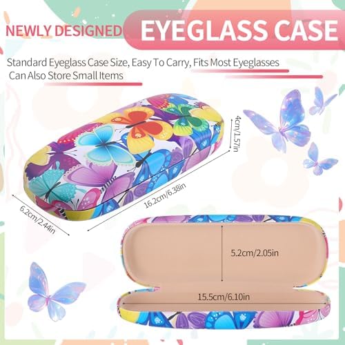 4-Piece Flower Sunglasses Case Set - PU Leather Hard Shell Glasses Box for Women (Floral and Butterfly Design) - Fits Large Sunglasses, Reading Glasses, and Goggles