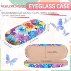 4-Piece Flower Sunglasses Case Set - PU Leather Hard Shell Glasses Box for Women (Floral and Butterfly Design) - Fits Large Sunglasses, Reading Glasses, and Goggles