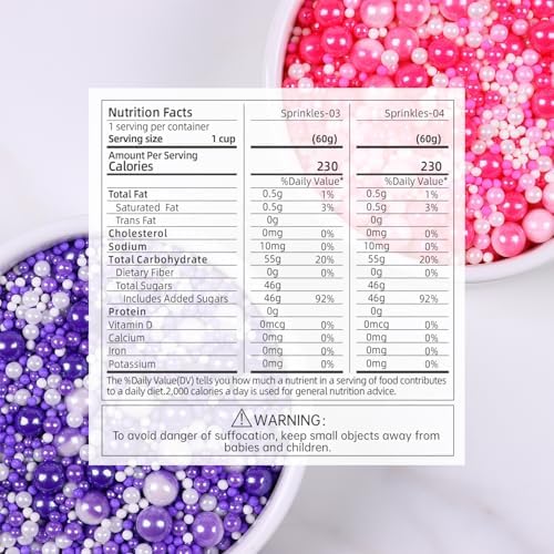 Pink and Purple Sprinkles, Edible Pearls, Pink Pearls, Purple Pearls, Edible Pearls for Cake Decorating, Cupcakes, Cookies, Macaron, Ice Cream Topping(4.23oz/120g)