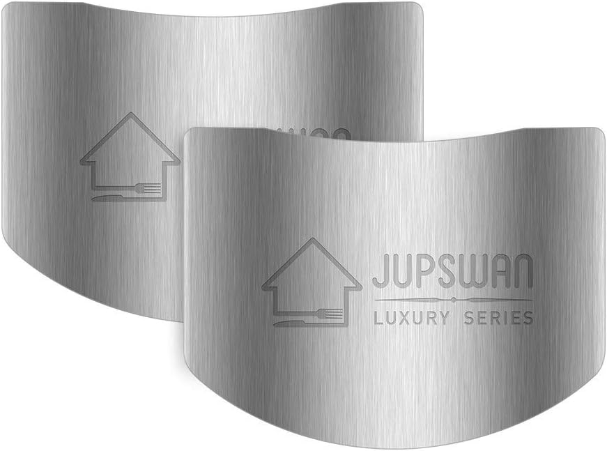 Jupswan Finger Guards for Cutting Kitchen Tool Stainless Steel Finger Guard Finger Protector Avoid Hurting When Slicing and Dicing 2 Pack