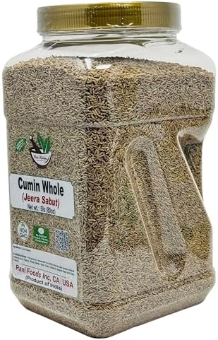 Desi Kitchen Cumin Seeds Whole (Jeera) Spice 5lbs (80oz) 2.27kg Bulk, PET Jar ~ All Natural, NON-GMO, Vegan, Indian Origin