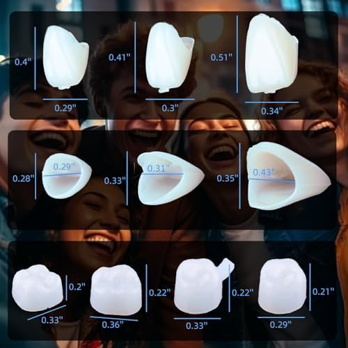 100 PCS Temporary Crowns for Teeth Dental Crown Kit with Molar Caps Tooth Veneers Snap On Tooth Covers for Adults Repair Broken Teeth Cap Kit for Anterior Posterior Use