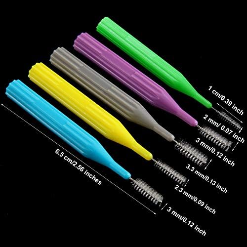 Patelai 50 Pieces Braces Brush for Cleaner Interdental Brush Between Teeth Toothpick Flosses Dental Flossing Head Oral Hygiene Tooth Cleaning Tool(Light Blue, Purple, Yellow, Gray, Light Green)