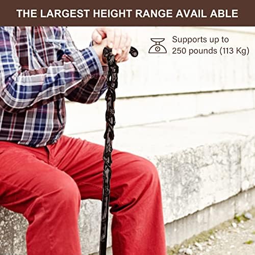 Wooden Walking Cane for Men & Women, 37.4" Trekking Pole Hiking Stick, Handcrafted of Lightweight Wood, Ergonomic Wood Cane for Seniors, Disability or Limited Mobility,Birthday Gift