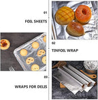 4rolls Heavy Duty Aluminum Foil Wrap of Non-stick for Baking Bbq and Food Storage Double-sided High-temperature Resistant for Restaurants and