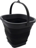 SAMMART 2.6L (0.68 Gallon) Super Mini Sqare Collapsible Plastic Bucket - Foldable Square Tub - Portable Fishing Water Pail - Space Saving Outdoor Waterpot (Grey/Black)