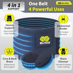 BLITZU Umbilical Hernia Belt for Men & Women, Abdominal Binder Adjustable Truss Support with 2 Compression Pads for Naval, Ventral, Incisional, Epigastric, Belly Button Hernias, Pre Post Surgery S-M