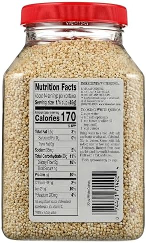 RiceSelect White Quinoa, Premium Gluten-Free Seed, Star-K Kosher, and Non-GMO Quinoa, 22-Ounce Jar