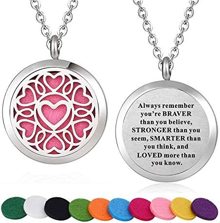 Stainless Steel Heart Aroma Therapy Aromatherapy Essential Oil Diffuser Necklace Locket Pendant