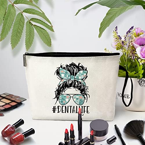 Dental Life Funny Dentists Cosmetic Bag, for Travel Toiletry Zipper Storage Pouch Makeup Bag, Dentists Gifts, For Women Dental Hygienist Makeup Bag, Dental Hygienist Gifts, Dental Assistant Gifts