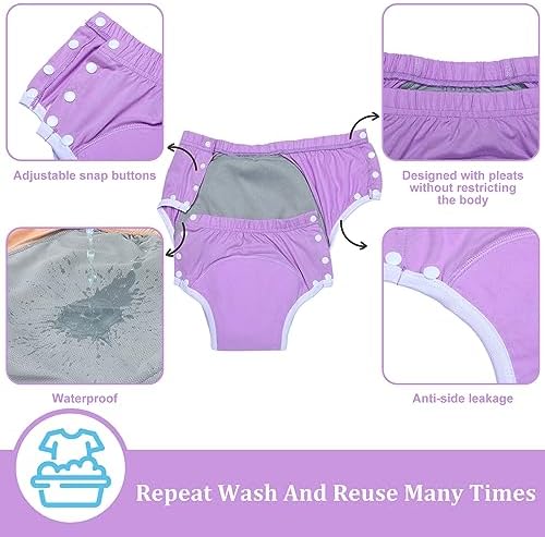 Timgle 8 Pcs Reusable Adult Diapers for Women Incontinence Adults Leak Proof Cotton Cloth Underwear Washable Absorbency Underpants Briefs Overnight Urinary Incontinence Underwear(Large)