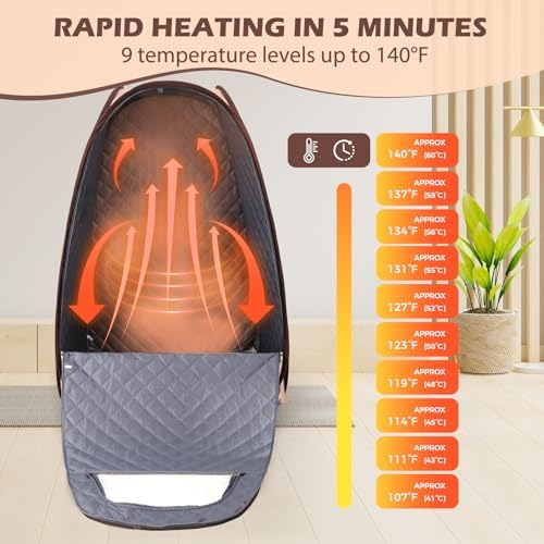 Upgraded Portable Steam Sauna, Portable Sauna Box for Home, Home Sauna Tent Full Body, 1200W 3L Steam Generator, 99 Minute Timer, Folding Chair, Remote Control Included (Purple)