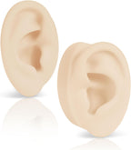 2 Pcs Soft Silicone Ear Model, Left and Right Flexible Fake Ear for Earrings Display, Realistic Ear Model for Piercing Practice, Acupuncture Teaching Tool (Light Skin Tone)