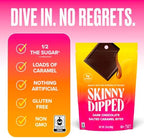 SkinnyDipped Dark Chocolate Salted Caramel Bites, 2g Sugar per Piece, Keto Friendly, Low Calorie Gluten Free, 4 Pack