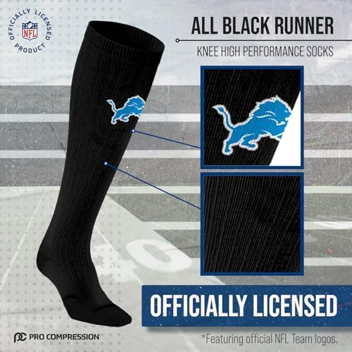 For Bare Feet NFL Adult Knee High-Performance Socks, All Black, Unisex Design, Recovery Wellness Exercise Accessory