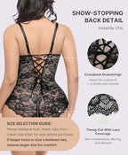 SHAPELLX Lace Bodysuit for Women V Neck Tummy Control Shapewear Thong Body Shaper Body Suit