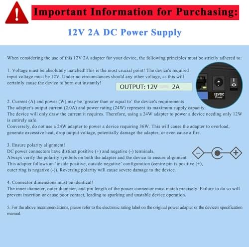 12V Massager Charger Power Cord, 12Volt 2A Power Adapter, fit for Foot and Neck Shiatsu Back and Shoulder Massager, Compatible with Resteck Nekteck Zyllion Papillon Mo Cuishle Snailax Comfier etc.