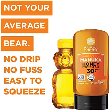 Manuka Doctor - MGO 30+ Squeezy Manuka Honey Multifloral, 100% Pure New Zealand Honey. Certified. Guaranteed. Raw. Non-GMO (10.58 oz)