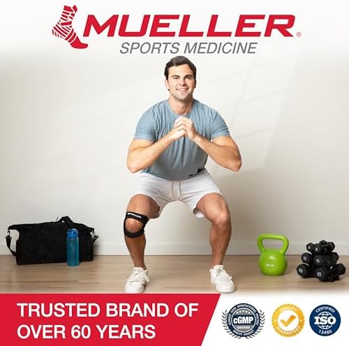 MUELLER Sports Medicine Adjustable Max Knee Single Strap for Men and Women, Compression & Pain Relief Support for Osgood-Schlatter's, Runner's Knee, Patellar Tendinitis, Black