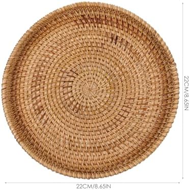 Zerodeko Rattan Charging Basket Serving Tray Fruit Plate Household Storage Tea Cup Accessory Perfect Present