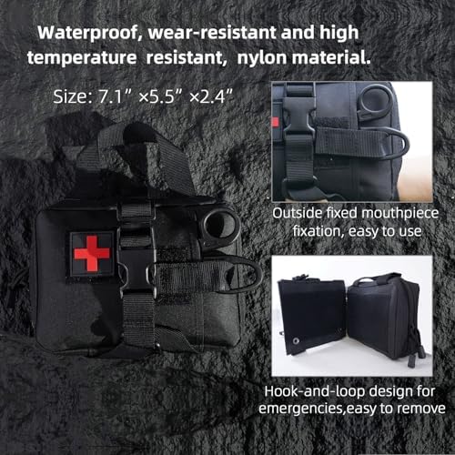 IFAK Trauma Kit, EMT Pouch Molle Ifak Pouch, 4 Inch Israeli Bandage, Survival First Aid Kit with Tourniquet for Tactical, Travel, Hiking, Military Vehicles, Camping, Outdoor (Black)