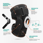 Hinged Knee Brace with Dual Side Stabilizers - Metal Hinge Support,4-way Adjustable Wraparound,for Meniscus Tear,ACL, PCL, MCL&Arthritis Pain Relief (Medium)