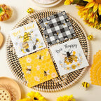 Fulmoon 200 Pieces Spring Bee Cocktail Napkins Disposable Decorative Decoupage Beverage Paper Napkins Bulk Dessert Towel for Dinner Spring Summer Tea Party