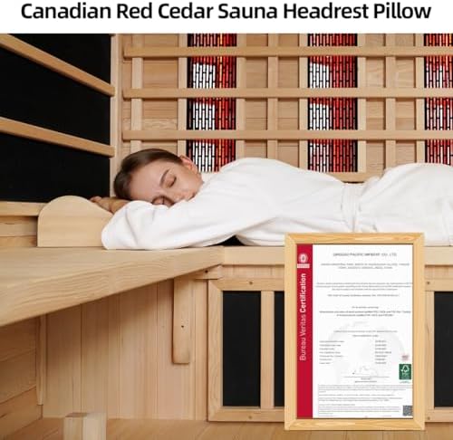 Cedar Sauna Headrest Pillow for Sauna Room, Sauna Accessories for Any Barrel or Infrared Sauna, Non-Toxic, Comfortable S-Shape Design (15.75" x 13.38" x 4.72")