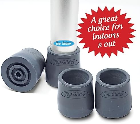 Top Glides Steel-Reinforced Walker Glide Tips (Gray, 1 1/8")