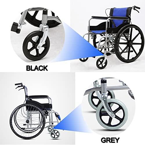 LIGUOYI Wheelchair Caster Wheel with Front Forks, 2 Pcs Hard Rubber Tire 6" 7" 8" Caster Assembly, Solid Wheelchair Accessories, 1/2" Mounting Axle, Anti-wear & Non-Slip, Replacement Casters