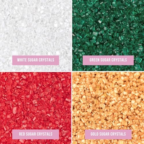 Sweets Indeed Sprinkles, 4 Pack, Edible Sprinkle Mix, Perfect for Cake Decorations, Baking, Ice Cream, Cookies, Cupcake Topper (Holiday Sugar)