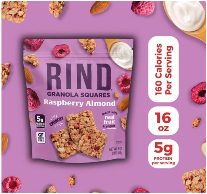 Rind Granola Squares, Raspberry Almond, 16 oz.