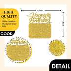 Happy Birthday Cake Topper with Photo Frame, Girl Boy Woman Man Birthday Photo Picture Cake Topper, Anniversary Party Cake Decorations Gold Glitter