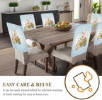 1 Pcs Cute Cats Chair Covers, Yellow Red Flower Butterflies Leaf Gradient Blue Chair Protector Slipcovers Stretch Washable for Home/Hotel/Party/Dining/Room/Kitchen Decorations