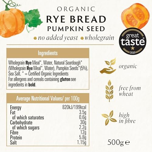 Biona Organic - Rye Bread - Pumpkin Seed - 500g (Case of 6)