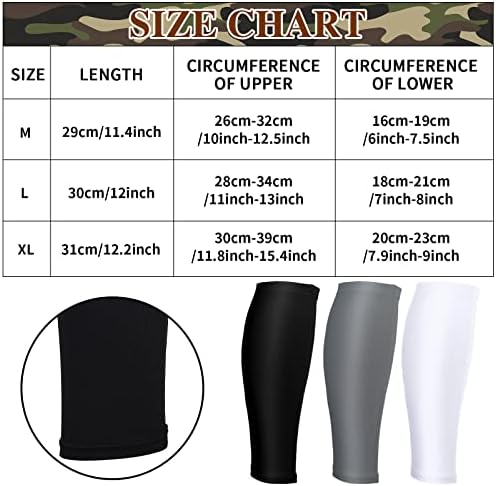 3 Pairs Calf Compression Sleeves for Men And Women Football Leg Sleeve Footless Compression Sock for Running Athlete Cycling (Black, White, Gray, X-Large)