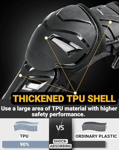 2pcs Men's Motorcycle Knee Shin Guard Pads - CE Level 1 TPU Adjustable Knee Cap Pads Protector Crashproof Long Leg Sleeve Armor Protection for Motocross Dirt Bike Racing Gear