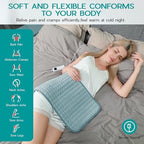 Heating Pad for Period Cramps, Heating Pad for Back/Neck/Shoulder Muscle Pain, 6 Heating&4 Timer Setting, Auto Shut Off, Dry/Moist Heat & Machine Washable, Gray Birthday Christmas Gifts for Women Mom