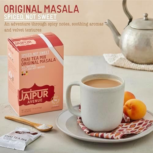Jaipur Avenue Chai Tea Mix - Original Spiced Not Sweet - All-Natural, Preservative-Free, Gluten-Free, and Authentic Masala Chai Tea Latte - (15 Servings)