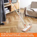 Magic Sponge Eraser Mop, 56" Handle with Flexible 15" Flat Head,2 Microfiber Pad and 3 Magic Sponge Eraser Pads (Mop Set,15" Mop-Head)