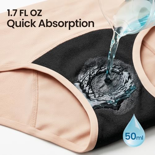 IENIN Incontinence Underwear for Women: Washable & Reusable Incontinence Underwear, Soft, Discreet, Absorbent, Machine-Washable (XL, Pack of 5)